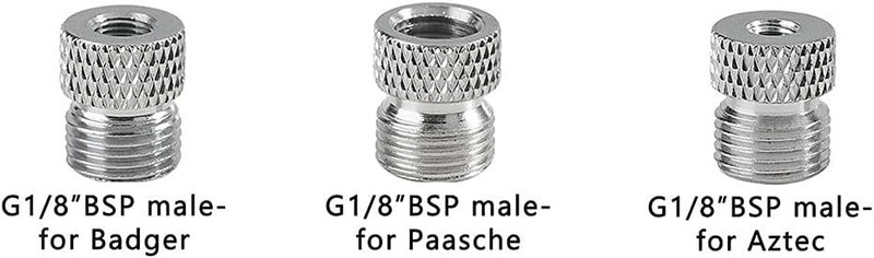 1/8" Male Airbrush Conversion Adaptor,Airbrush Hose Adaptor KIT 1, Silver gallery