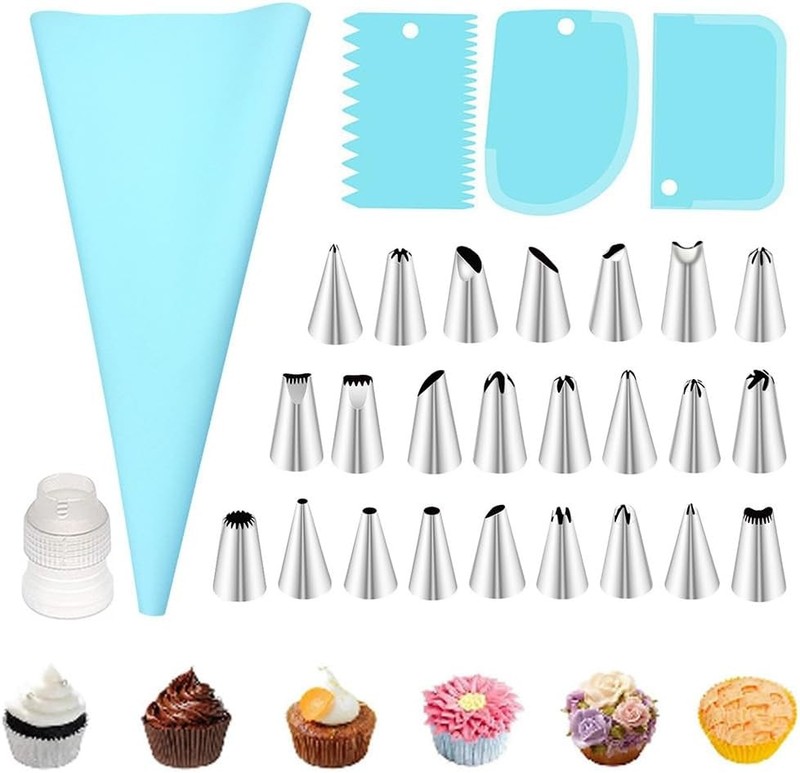 29 Pcs Piping Bags & Tips Set Stainless Steel Cake Decorating