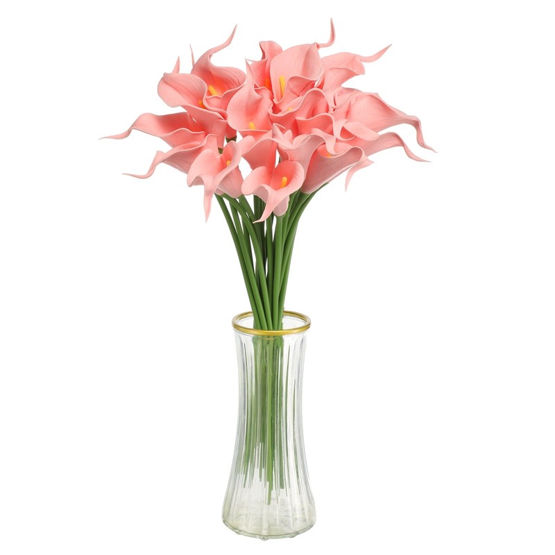 20pcs Artificial Calla Lily Fake Silk Flowers for Home Decor, Bright Pink