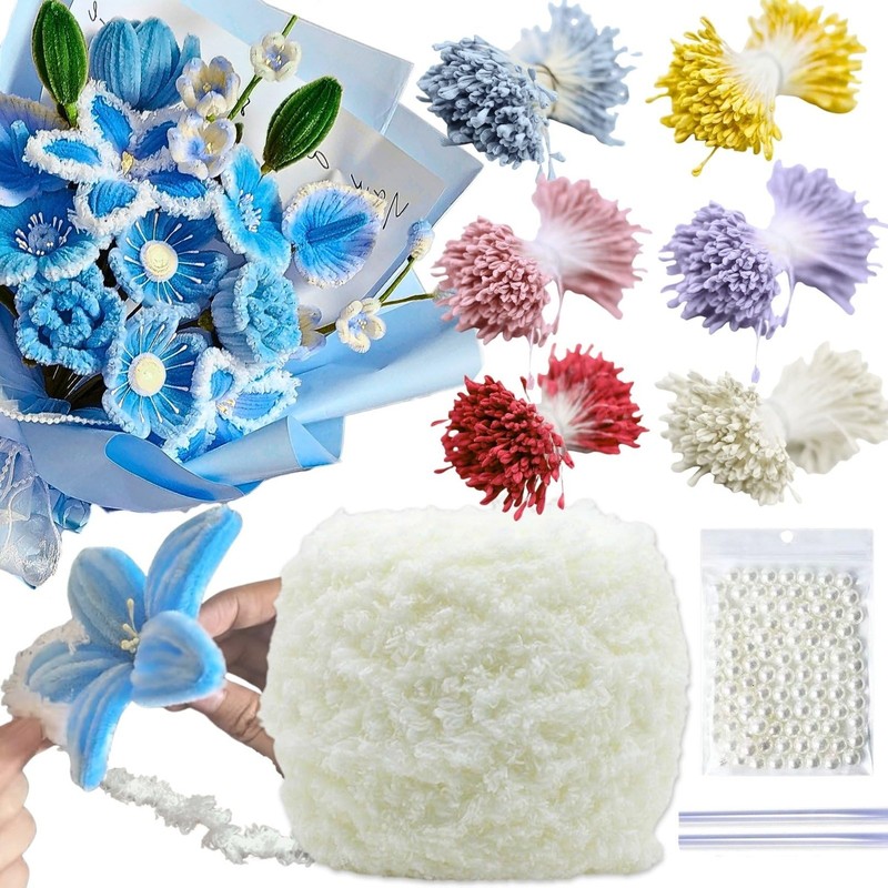NafuXiaJJia 600 Pcs 6-Coloured Flower Stamens for Crafting,200 Pcs Pearls and 1