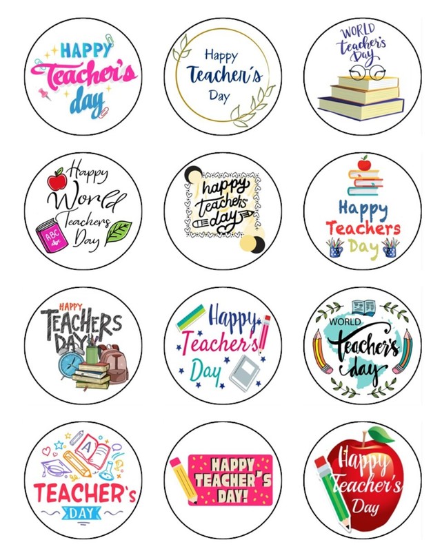 Teachers Day Cupcake Toppers Edible Icing Cake Teachers Decorations (2 Sizes) gallery
