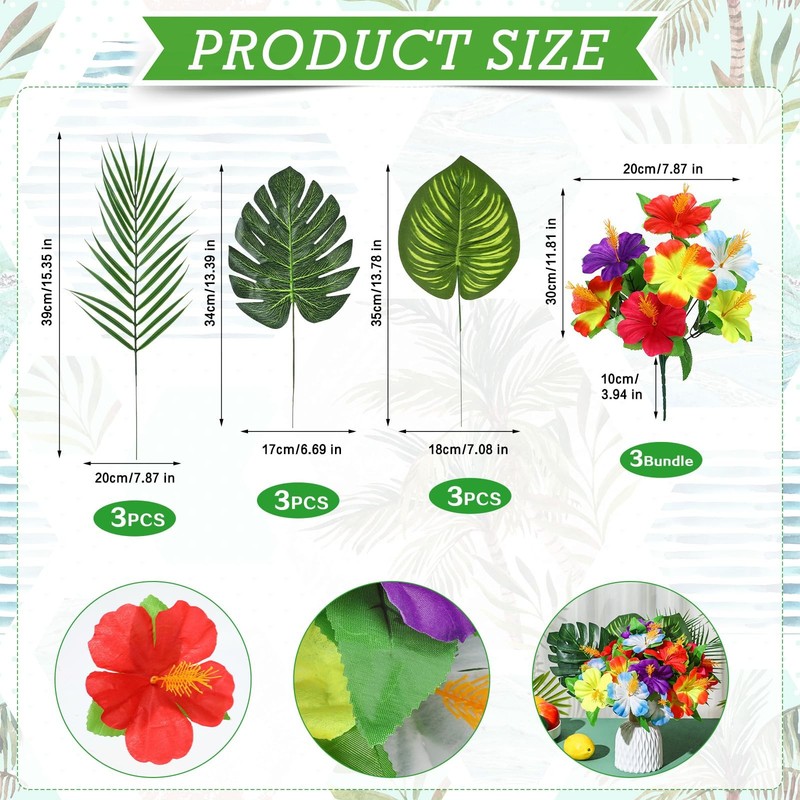 Hotop 12 Pcs Hawaiian Flower Centerpieces For Tables Artificial Palm Leaves gallery