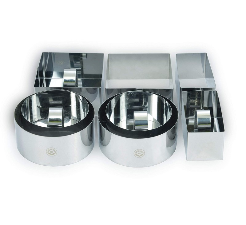 NewlineNY Stainless Steel Dessert Rings (12 Pcs) Round Square Rectangular App... gallery