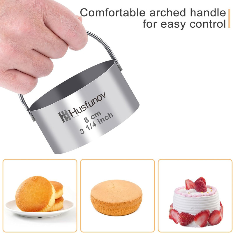 Biscuit Cutter Set Round Cookie Cutters with Handle 5 Pieces Stainless Steel Cir gallery