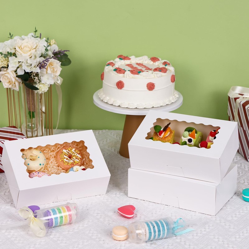 45pcs Cookie Boxes with Window, 9x6x3 Inch White Auto-Popup Bakery Boxes, Pas... gallery