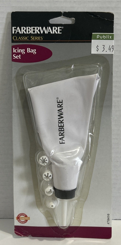 Farberware Cake Decorating Icing Piping Bag Set – Reusable Bag with 4 Tips NEW