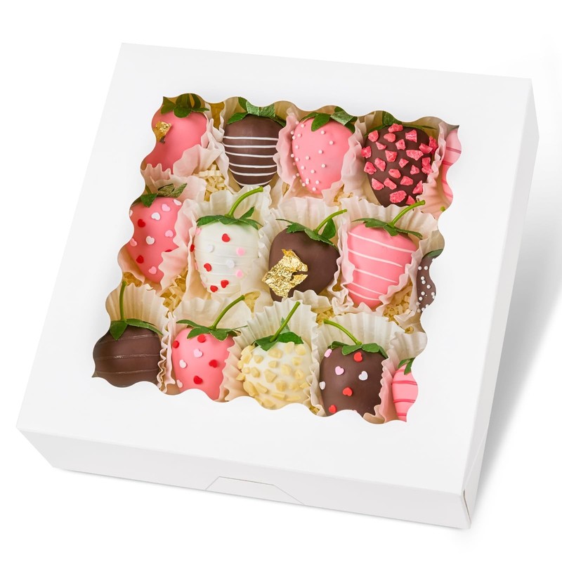 Kucoele 20 PCS Pie Boxes 9X9X2.5 Inches Bakery with Window Auto-Popup Cookie