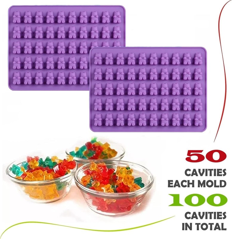 2 Pack Gummy Bear Silicone Mold with Droppers for Candy Chocolate Making gallery