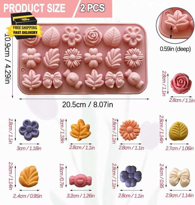 Flower Candy Molds Silicone 2PCS Daisy Flower Chocolate Molds Tulip Flower Mold gallery