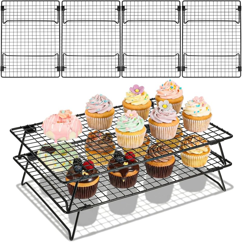 4 Pcs Cooling Racks for Cooking and Baking Stackable Wire Cooling Rack with