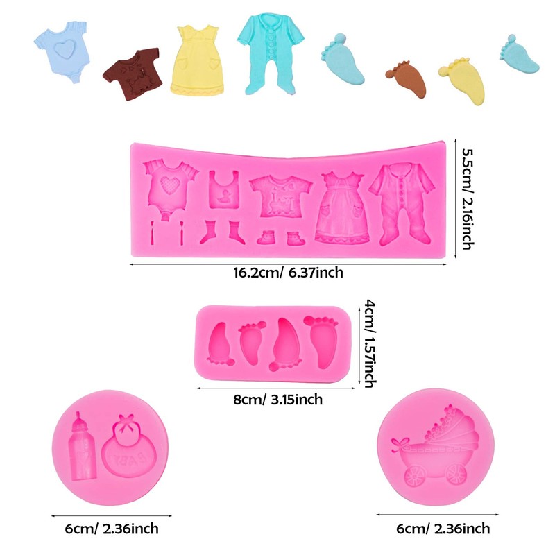 Baby Shower Fondant Silicona Molds Baby Silicone Fondant Molds 8 PCS Molde de... gallery