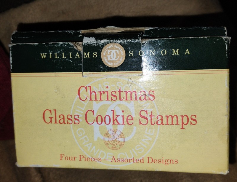 Williams Sonoma Glass Christmas Cookie Stamps Set Of 4 Star Snowflake Holly Bell