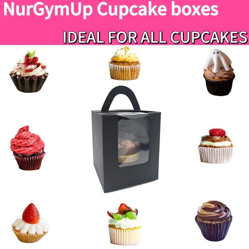Individual Cupcake Boxes Bulk, 50 Pack Premium Single Cupcake Boxes with Clea... gallery