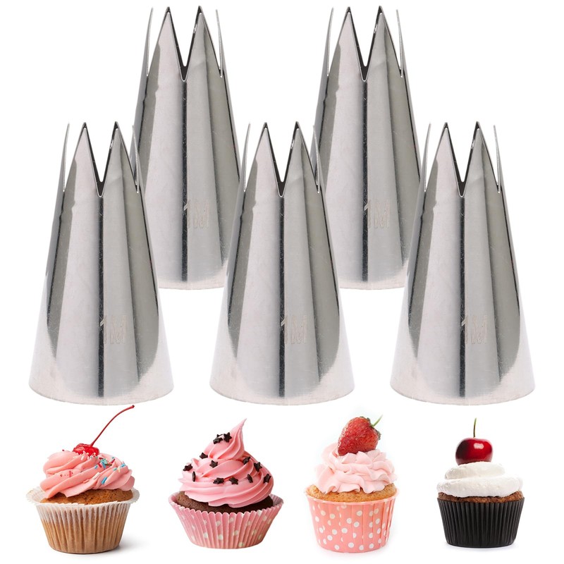 5 PCS 1M Stainless Steel Star Piping Tip Set Cake Decorating Buttercream gallery