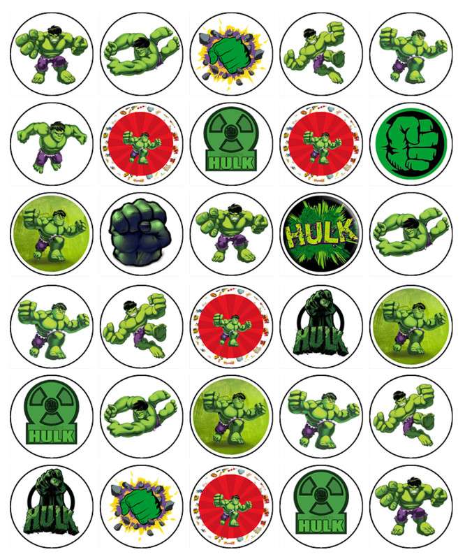 The Hulk Edible Cupcake Toppers Wafer Avengers Cake Decorations (2 Sizes)