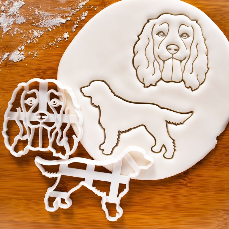 Working Cocker Spaniel Cookie Cutters Set – dog portrait treats animal shelter
