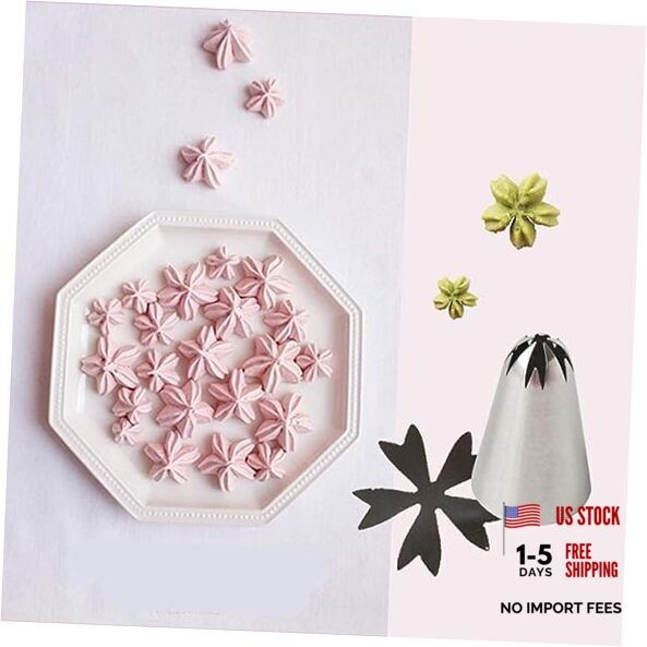 2F Silver Bakery Russian Stainless Steel Pastry Tips Cupcake Cherry Blossoms