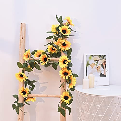 2 Pack Artificial Sunflower Garland Decor, Sunflower Vines Hanging 2 Pc Yellow gallery