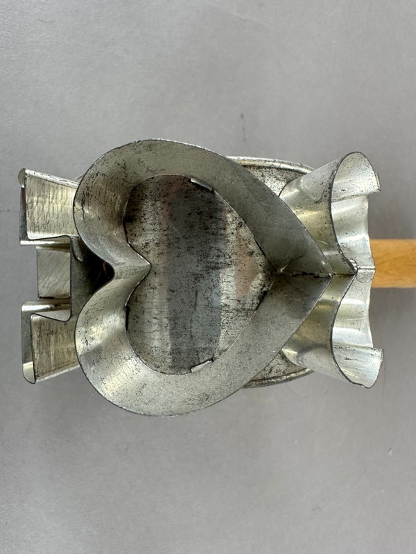 Cookie Cutter Heart Cross Jewish Star Roller Wheel Tin Baking Primitive Antique gallery