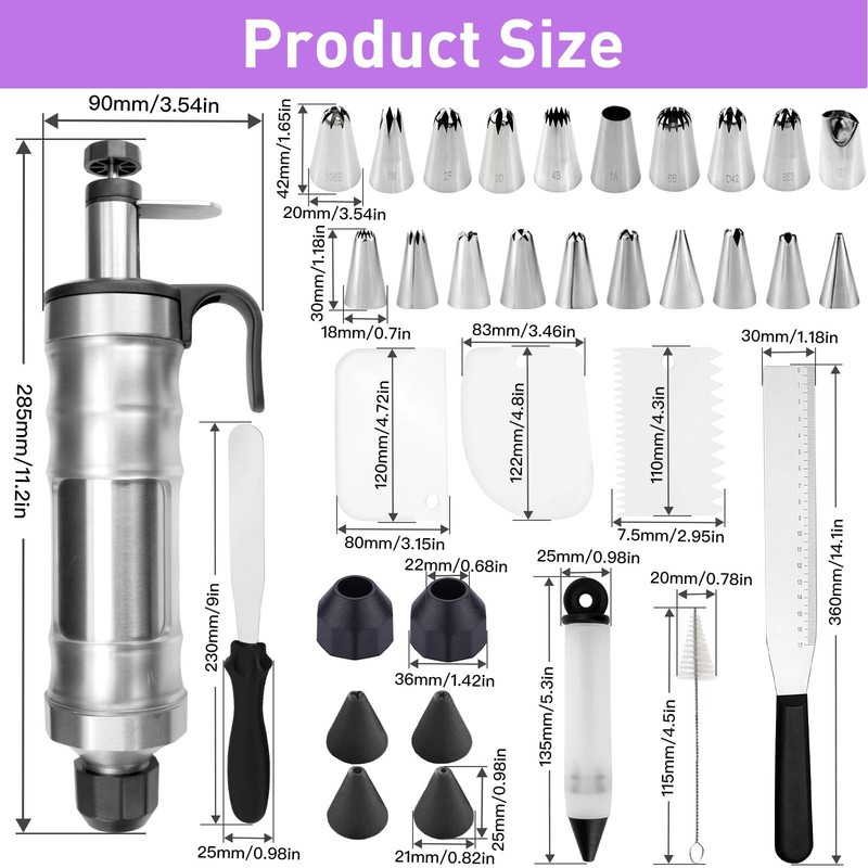 Dessert Decorating Syringe Set, 34Pcs Frosting Piping Kit, Stainless Steels C... gallery