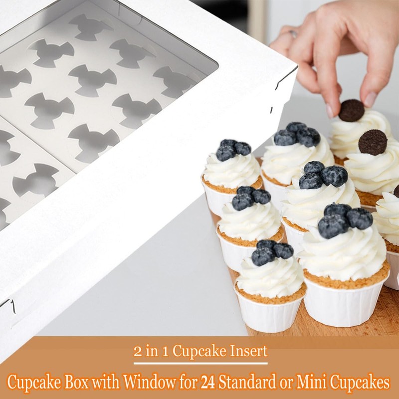 6 PCS Corrugated Cupcake Boxes Window Fits 24 Standard Mini 17.7x11.8x4 Inch gallery