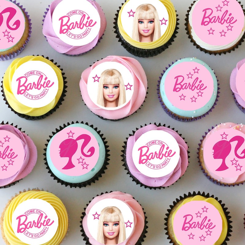 Barbie Doll Pre-cut Mini Edible Icing Cupcake or Cookie Toppers