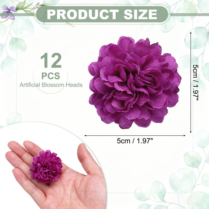 12Pcs 2"x2" Floating Flowers for Centerpieces, Deep Purple gallery