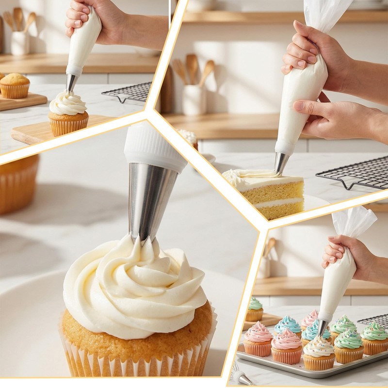 200Pcs Pastry Piping Bags and Tips Set, 24-Inch Disposable Icing Bags for Cak... gallery