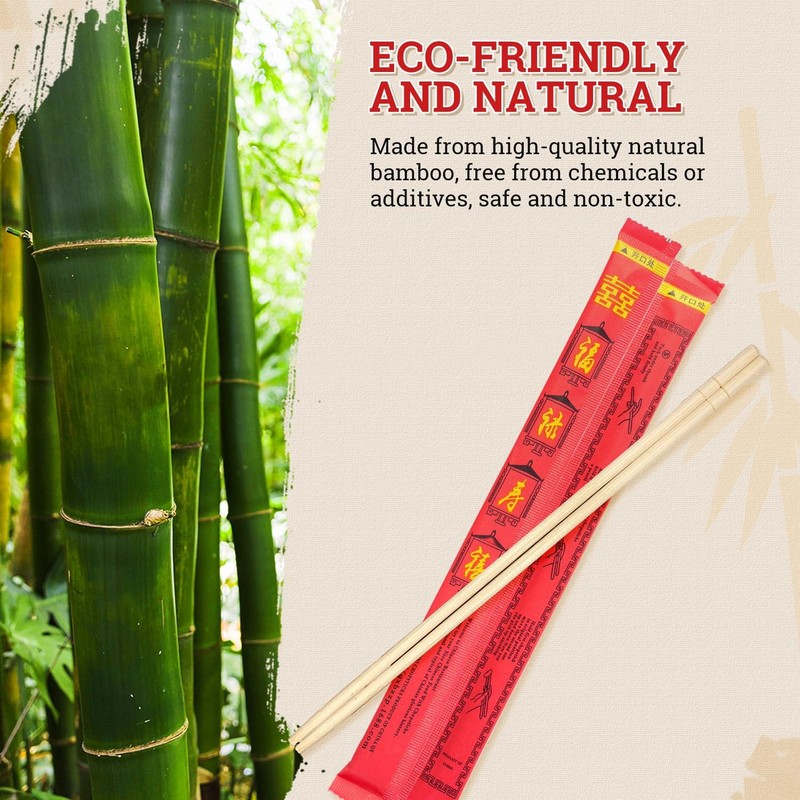 Disposable Bamboo Chopsticks (100 Sets) - 9'' Long, UV Treated, Individually ... gallery