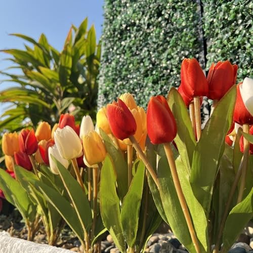 Artificial Fake Flowers for Spring Summer Outdoor White Yellow Orange