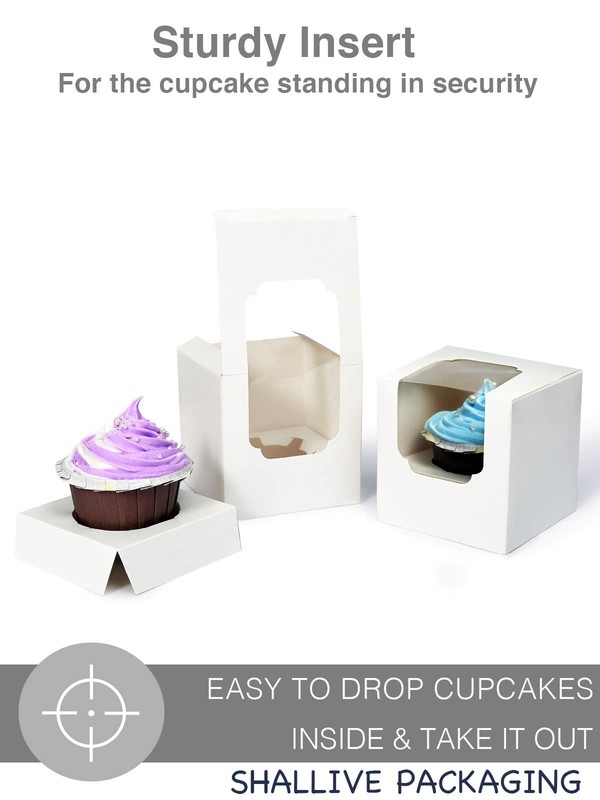 White Cupcake Boxes Individual 15 Count Preassembled With Window And Inserts Ind gallery
