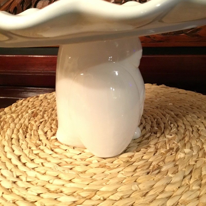 Owl Cake Stand White Ceramic Cupcakes Dessert Stand EUC gallery