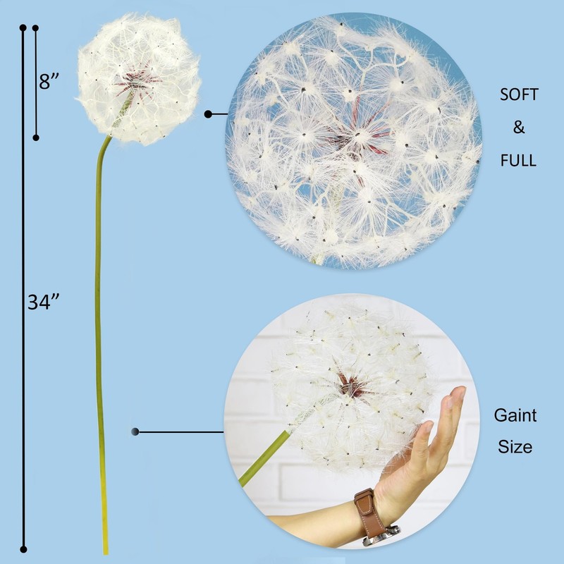 TOPIA Giant Artificial Dandelion Flower Fake Decor for Home White gallery