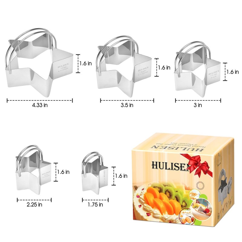 Star Cookie Cutter Set (5 Pieces/Set), Stainless Steel Biscuit Cutter with Ha... gallery