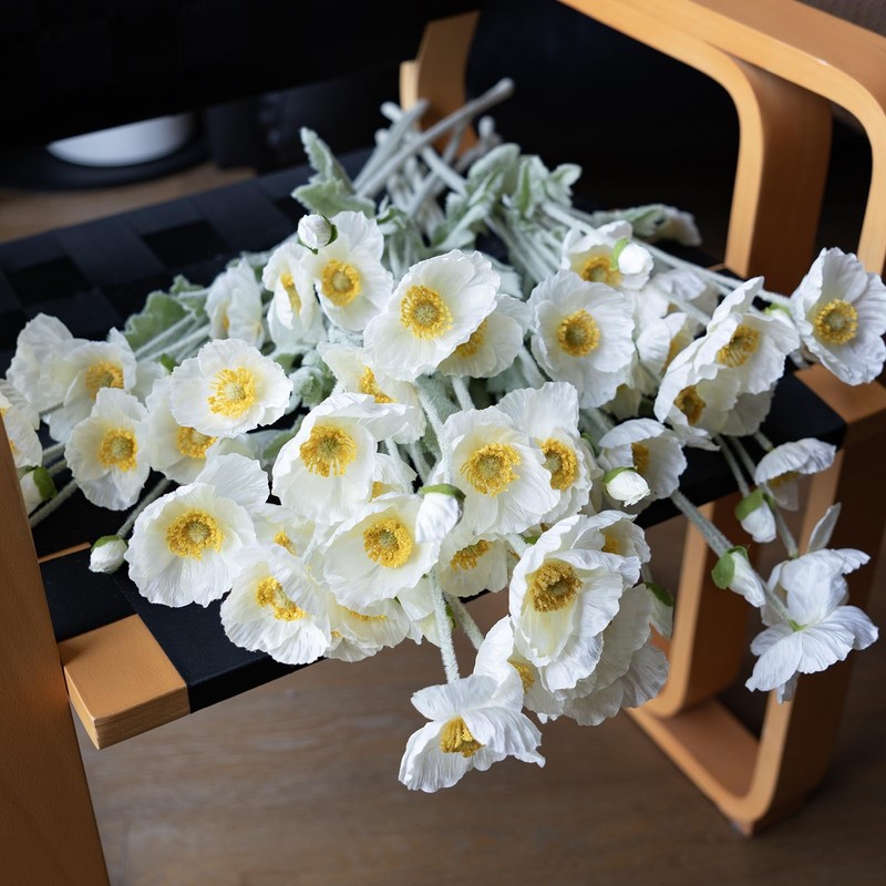 Duyone Artificial Flowers 6 Stems Poppy Silk Bouquetfor Wedding Home Party gallery