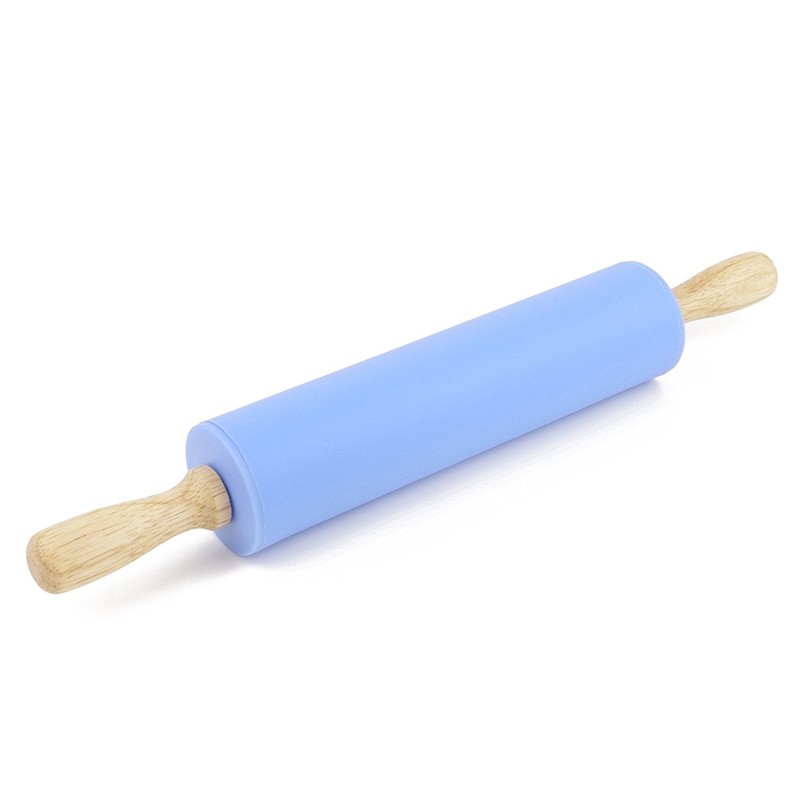 Silicone Rolling Pin Wooden Handle Non Stick Dough Roller Pastry Pizza Tool gallery