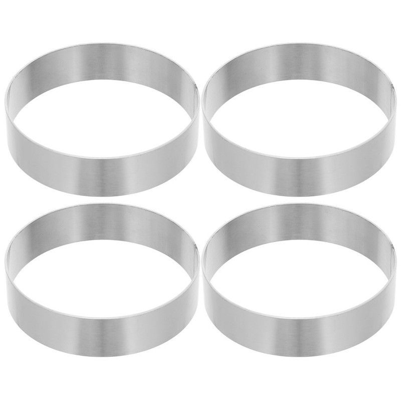 4Pcs Compact Stainless Steel Mini Cake Molds for Baking Mousse Tiramisu Desserts