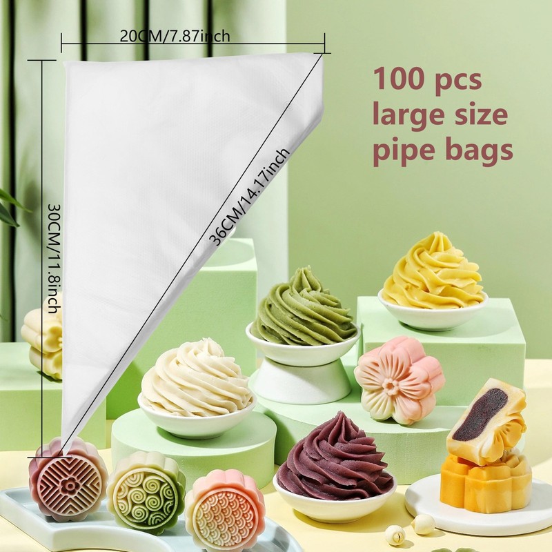 Piping Bags,100 Pieces Anti Burst Bags, 12 Inches, 12 White gallery