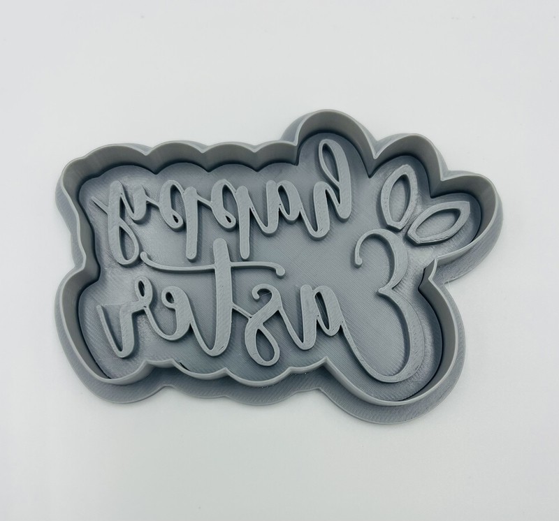 Happy Easter Cookie Cutter Stamp Fondant Embosser Bunny Ear