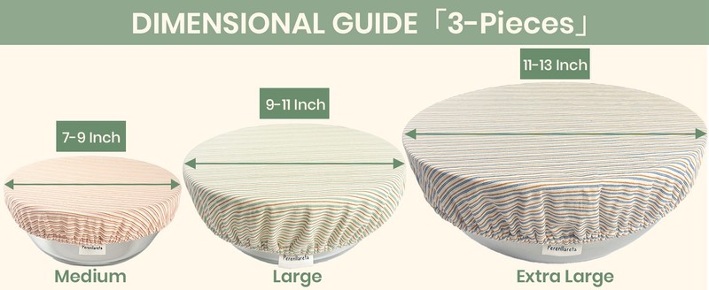 9" 11" 13" Lar Bread Proofing Cover, Waterproof PUL Lined, 3pcs gallery