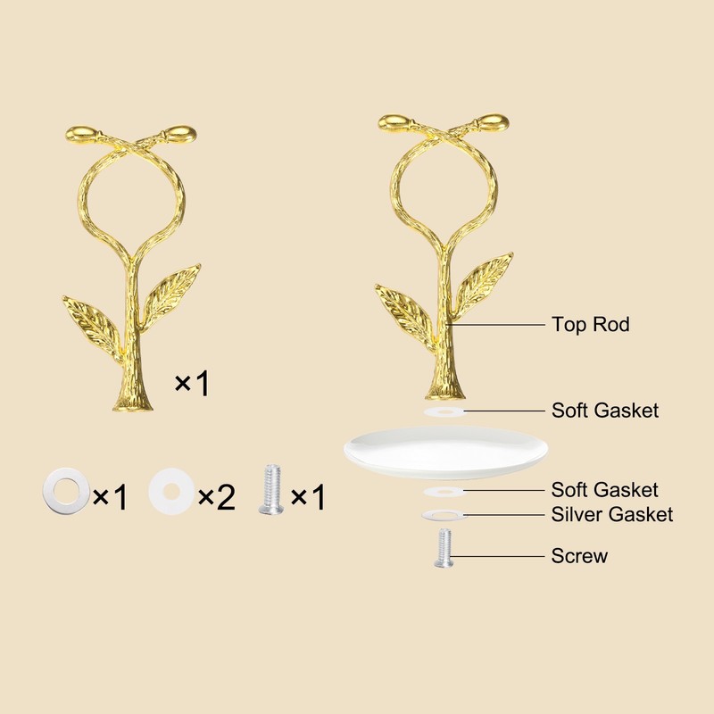 1-Tier Cake Tray Stand Handle Metal Cake Stands Holder Handle, Gold (Vine) gallery