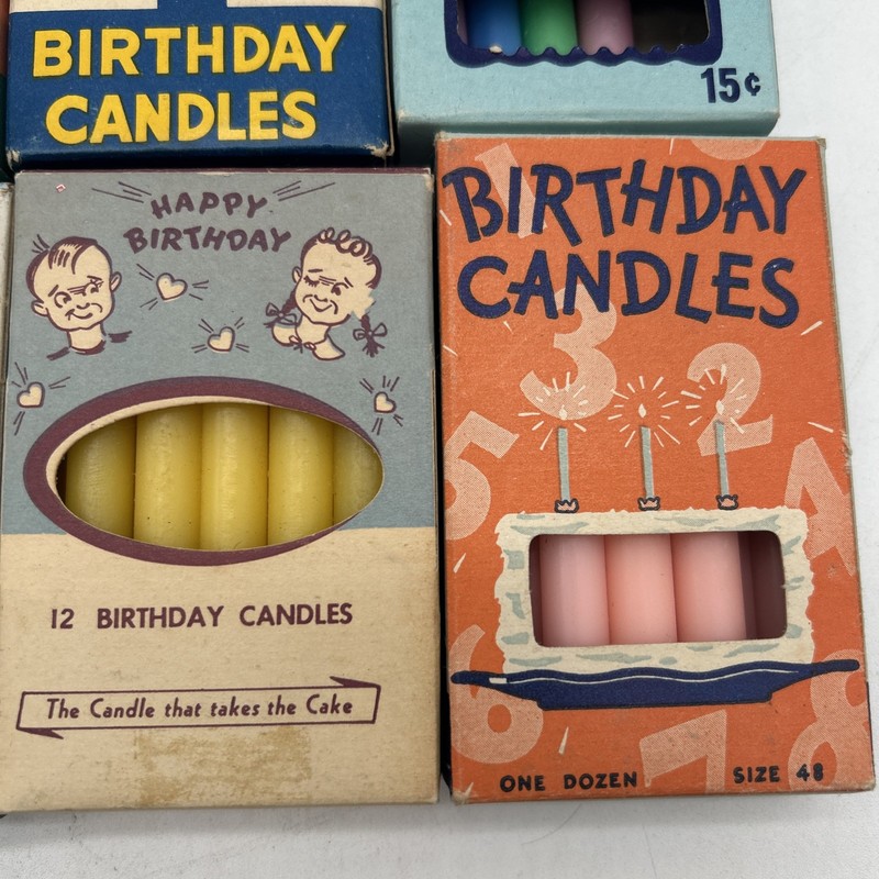 Lot Of 8 Vintage Birthday Candles In Boxes MCM Kitchen Cake Candles gallery