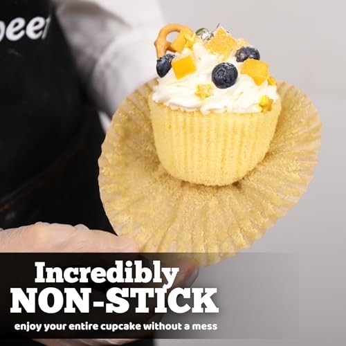 400PK Jumbo Brown Cupcake Liners - Thick Unbleached Parchment Baking Cups, Greas gallery