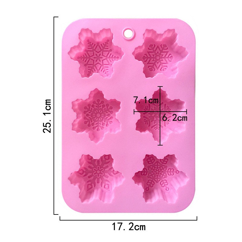 2pcs 6-in-a-row snowflake silicone cake mold handmade soap mold gallery