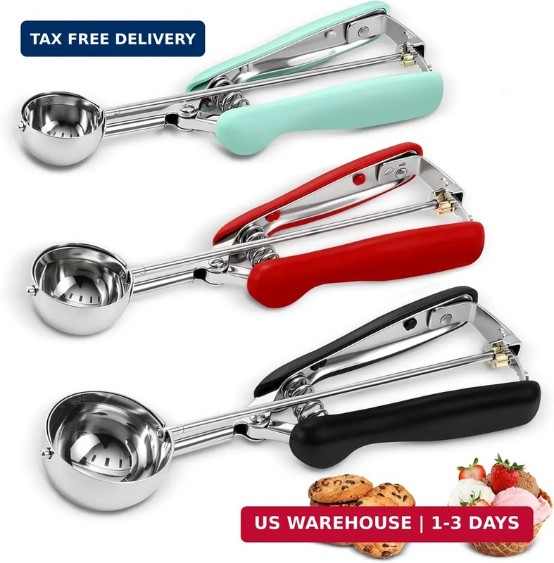 3 Pack Cookie Scoop, Stainless Steel Cookie Scoops for Baking | Premium Cookie D