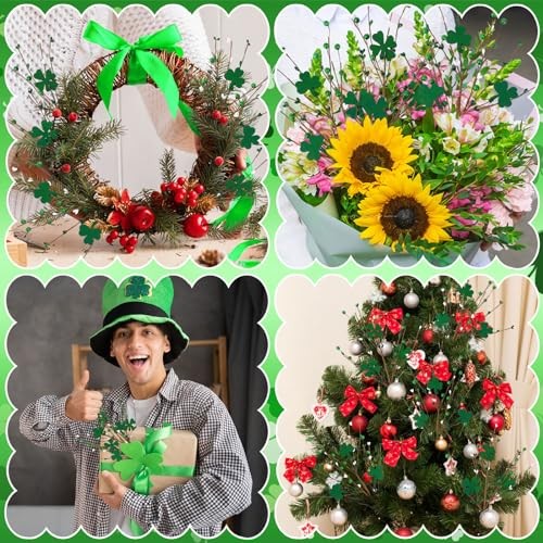 St Patricks Day Decorations, 6 Pack Shamrock Picks Artificial Shamrock Green 2 gallery