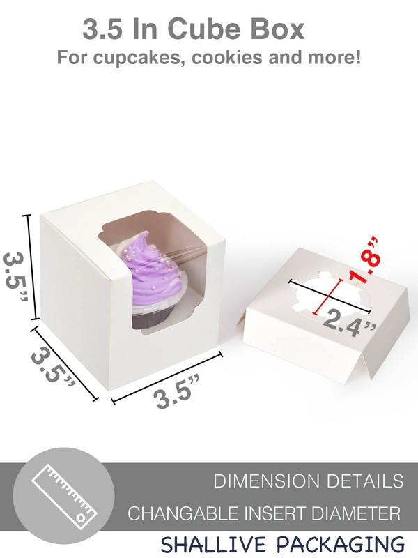 White Cupcake Boxes Individual 15 Count Preassembled With Window And Inserts Ind gallery