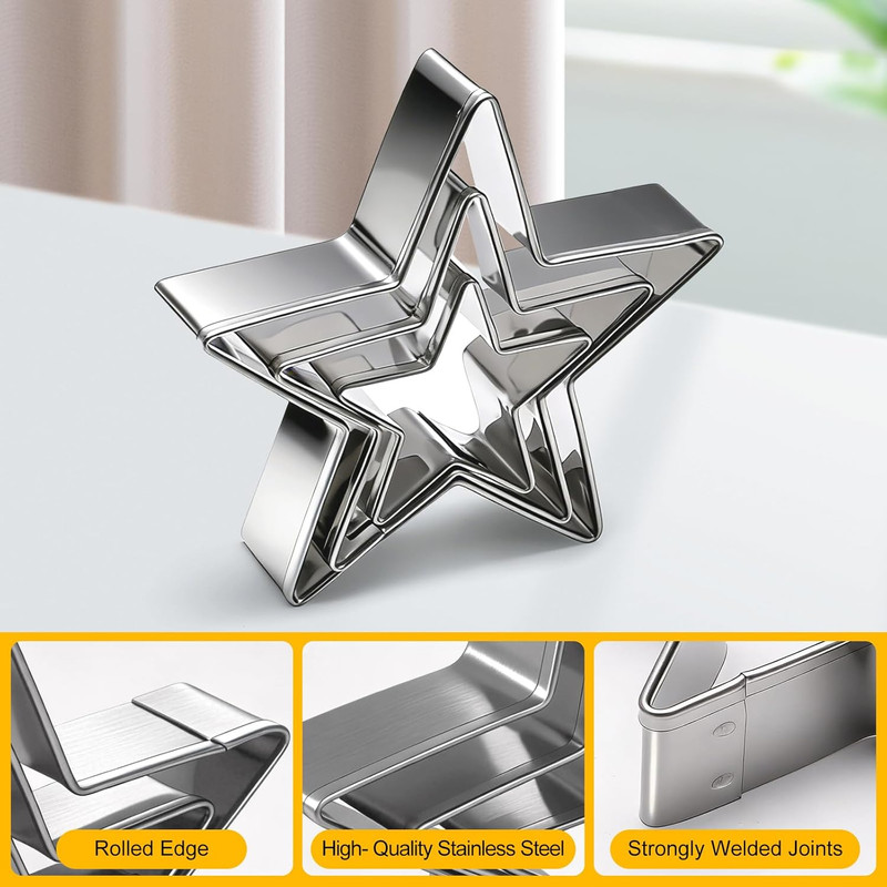 12 Pcs Professional Stainless Steel Cookie Cutters Set - Heart, Flower, Round, S gallery