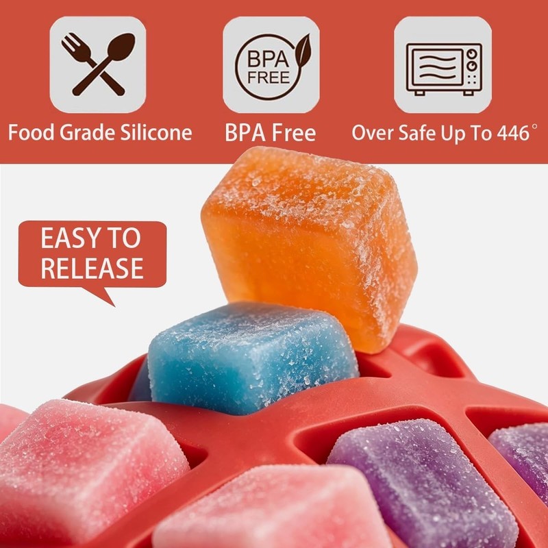 2 PCS Silicone Square Candy Molds - 40-Cavity Gummy, Chocolate, Ice Cube & Jello gallery