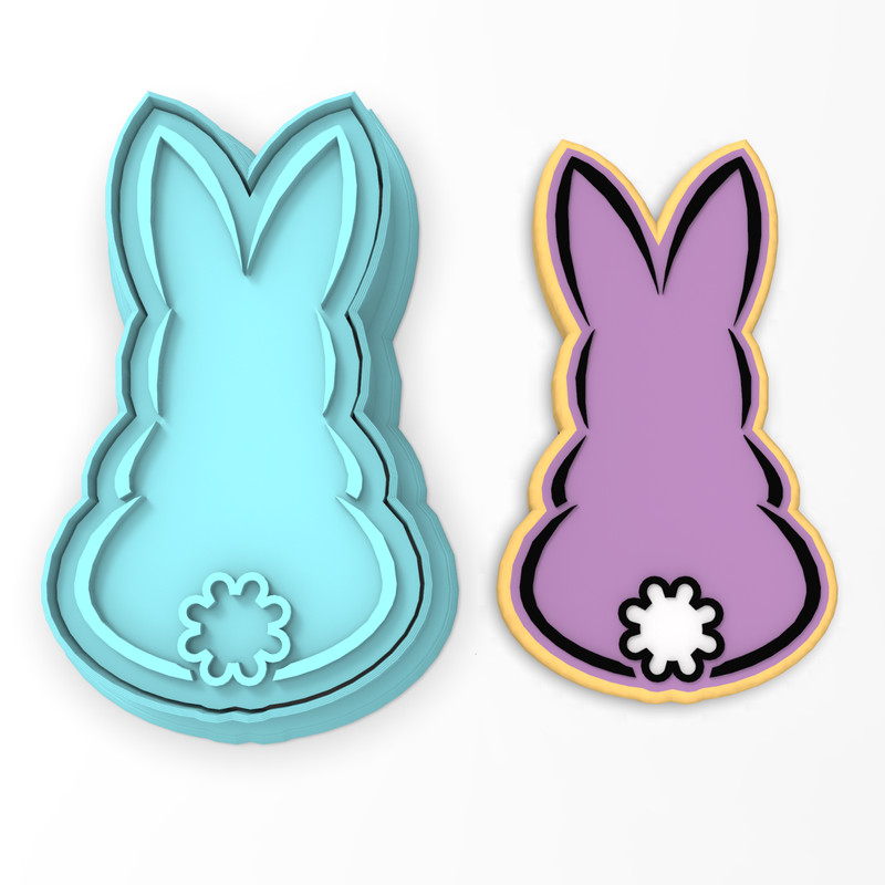 Bunny with Tail Cookie Cutter & Stamp | Rabbit Easter Egg Bunnies Pet Animal